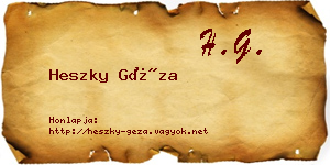 Heszky Géza névjegykártya